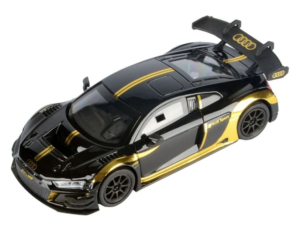 Audi R8 LMS GT3 Black with Gold Stripes and Graphics "Midnight Eclipse" Series 1/24 Diecast Model Car by Motormax view 3