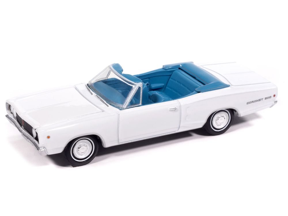 1968 Dodge Coronet 500 Convertible White with Blue Interior "Vintage Muscle" Series 1/64 Diecast Model Car by Auto World view 2