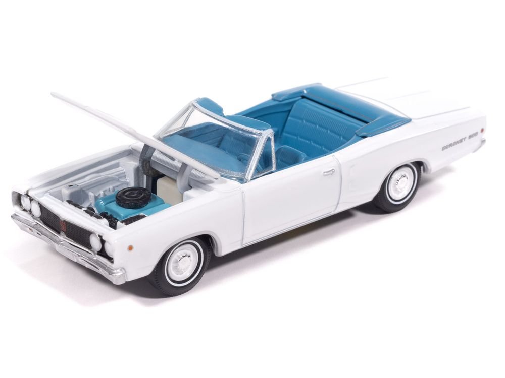 1968 Dodge Coronet 500 Convertible White with Blue Interior "Vintage Muscle" Series 1/64 Diecast Model Car by Auto World view 3