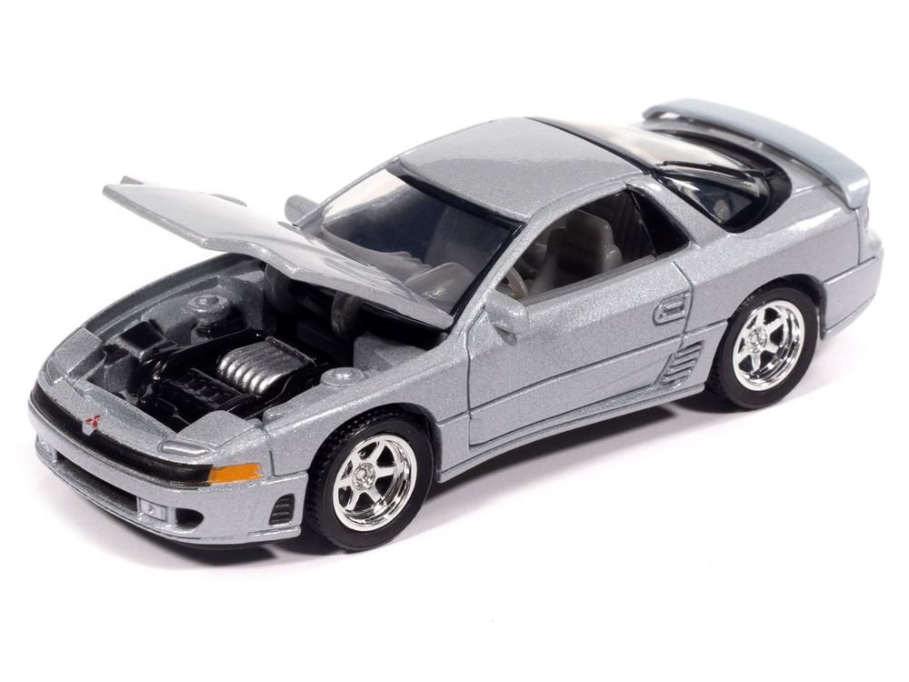 1993 Mitsubishi 3000GT VR-4 Zurich White Silver Metallic "Import Legends" Series 1/64 Diecast Model Car by Auto World view 3