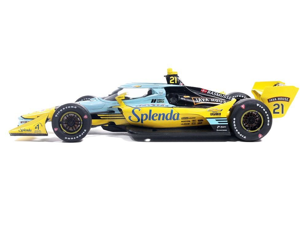 Dallara IndyCar #21 Christian Rasmussen "Splenda" Ed Carpenter Racing (Road Course Configuration) "NTT IndyCar Series" (2026) 1/18 Diecast Model Car by IXO Models view 2