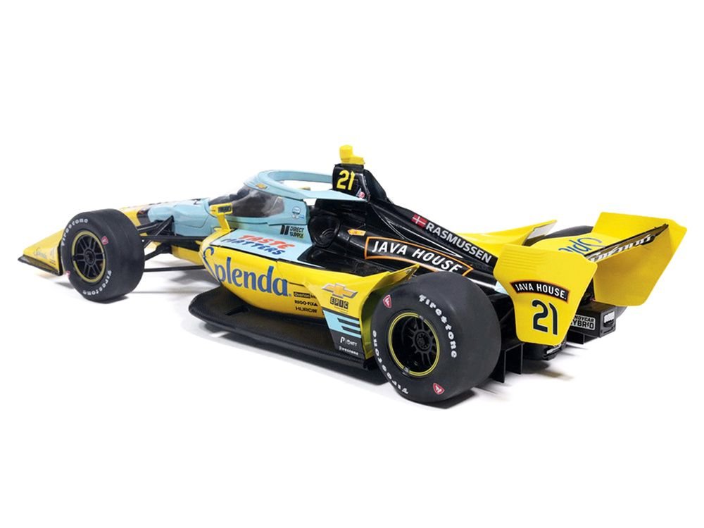 Dallara IndyCar #21 Christian Rasmussen "Splenda" Ed Carpenter Racing (Road Course Configuration) "NTT IndyCar Series" (2026) 1/18 Diecast Model Car by IXO Models view 3
