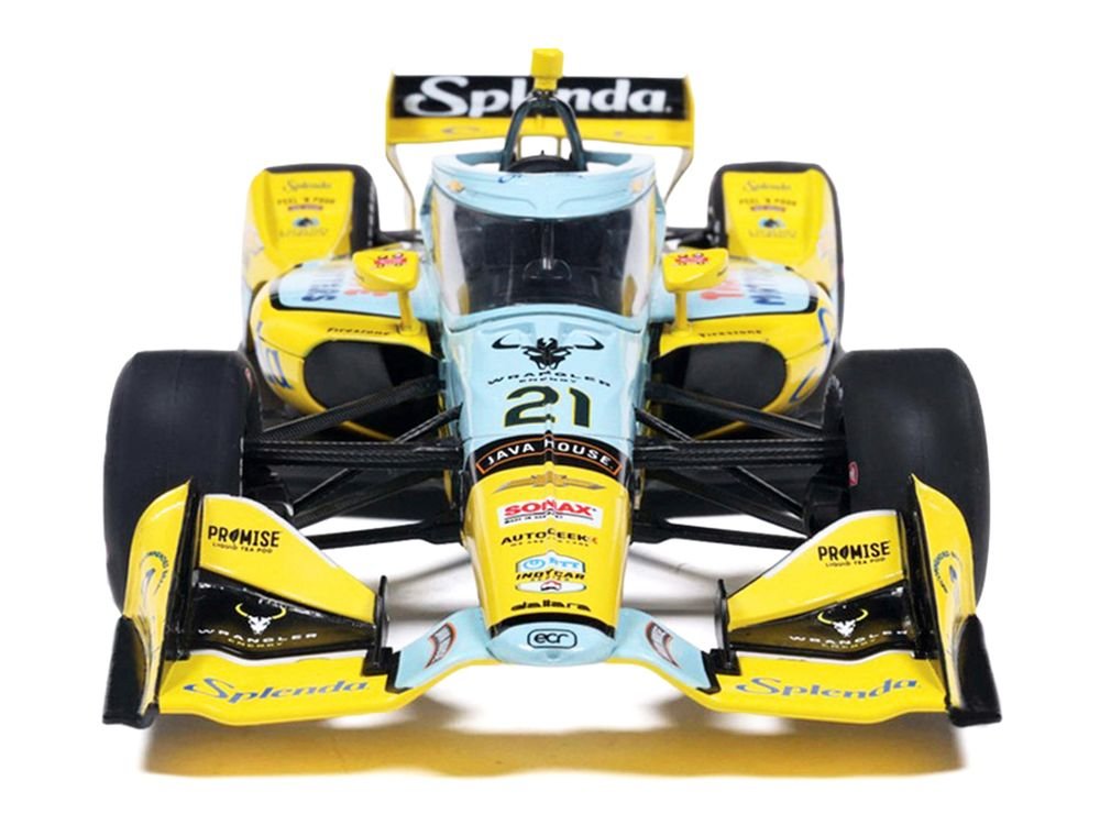 Dallara IndyCar #21 Christian Rasmussen "Splenda" Ed Carpenter Racing (Road Course Configuration) "NTT IndyCar Series" (2026) 1/18 Diecast Model Car by IXO Models view 4