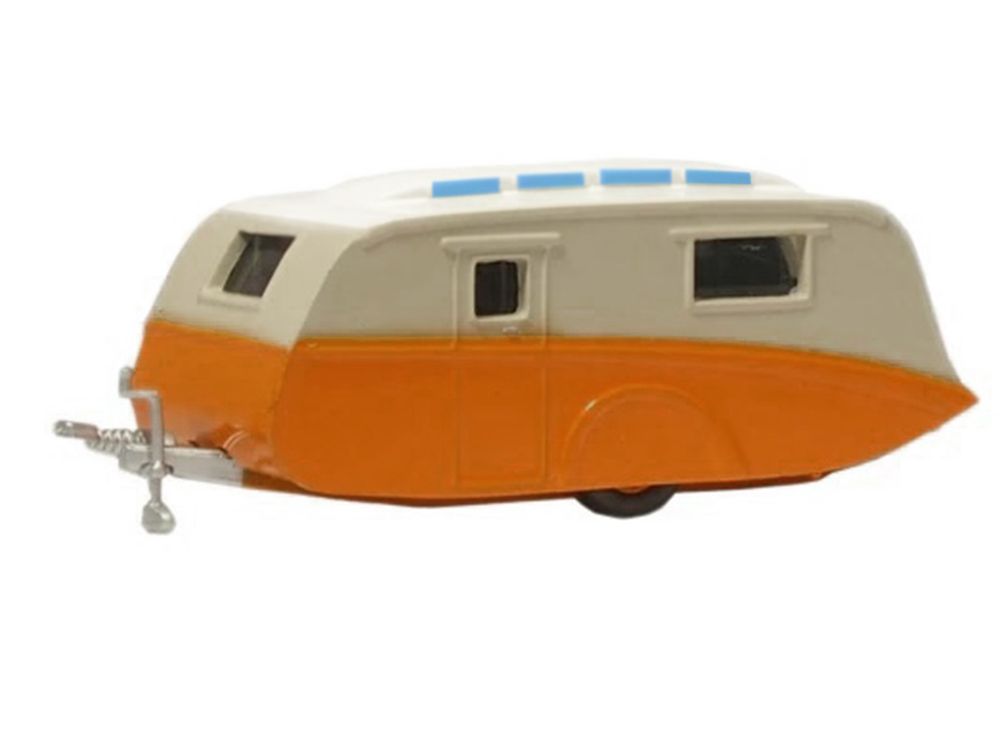 Caravan Trailer Cream and Orange 1/148 (N) Scale Diecast Model Car by Oxford Diecast view 2