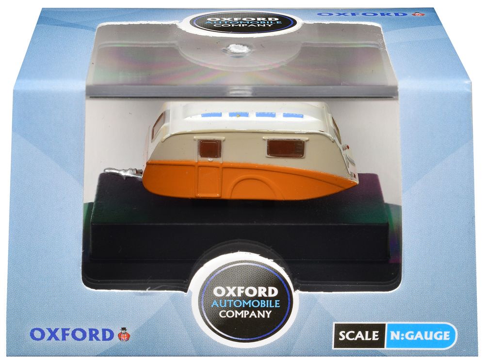 Caravan Trailer Cream and Orange 1/148 (N) Scale Diecast Model Car by Oxford Diecast view 3