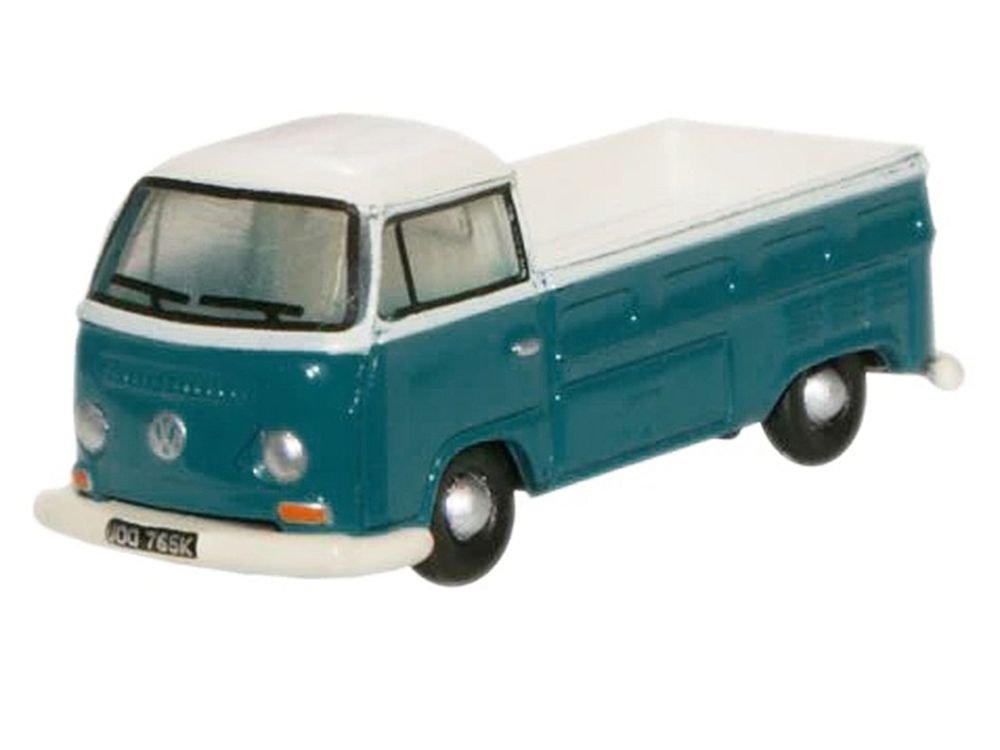 Volkswagen T2 Pickup Truck Emerald Green and Arkona White 1/148 (N) Scale Diecast Model Car by Oxford Diecast view 2