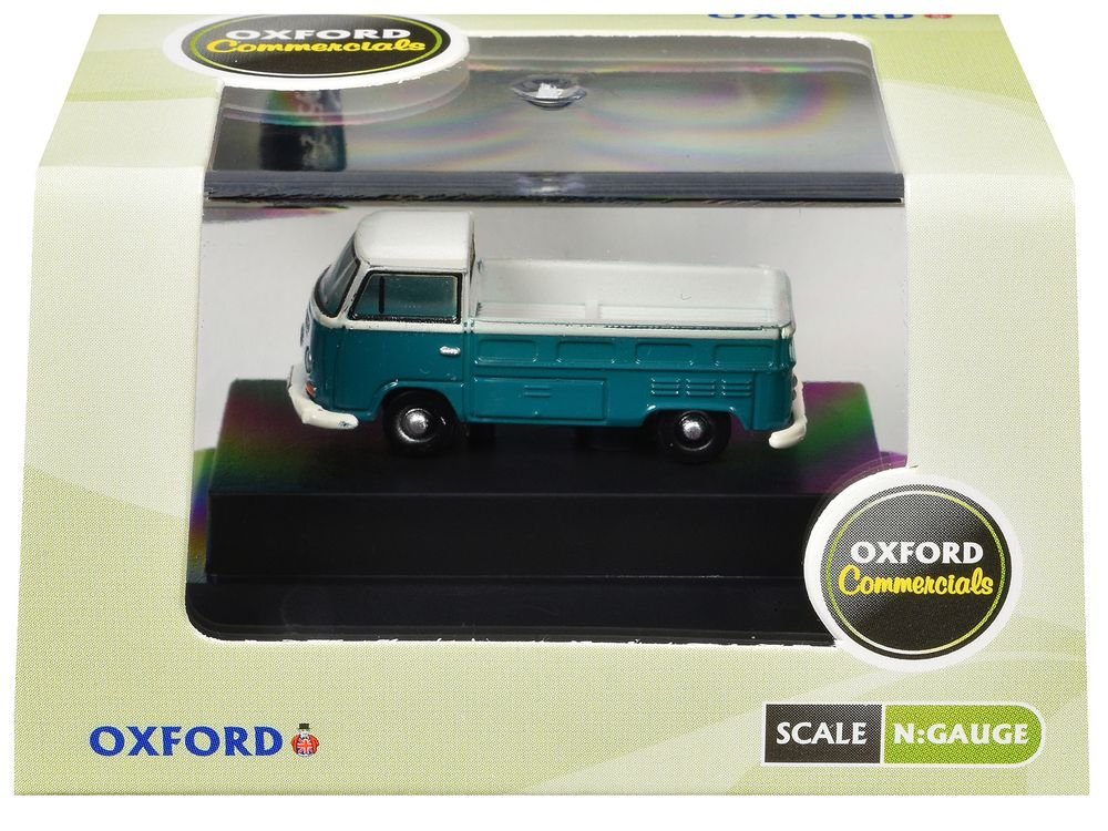 Volkswagen T2 Pickup Truck Emerald Green and Arkona White 1/148 (N) Scale Diecast Model Car by Oxford Diecast view 3