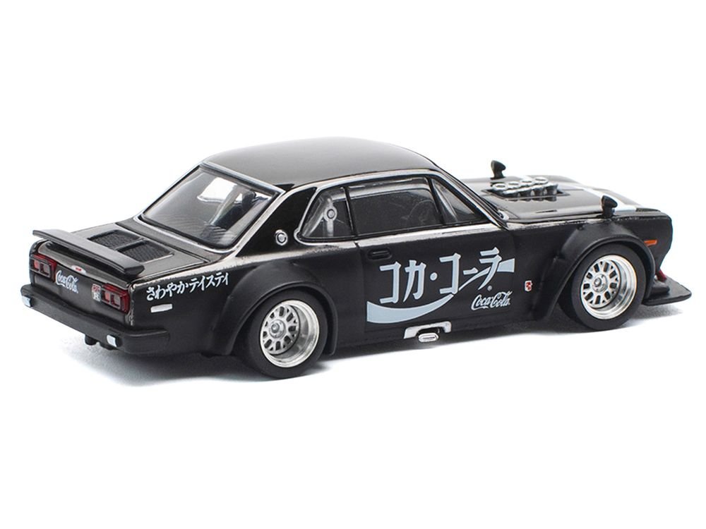 Skyline GT-R V8 Drift "Hakosuka" RHD (Right Hand Drive) "Coca-Cola" Black 1/64 Diecast Model Car by Pop Race view 4