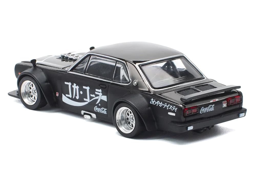 Skyline GT-R V8 Drift "Hakosuka" RHD (Right Hand Drive) "Coca-Cola" Black 1/64 Diecast Model Car by Pop Race view 5