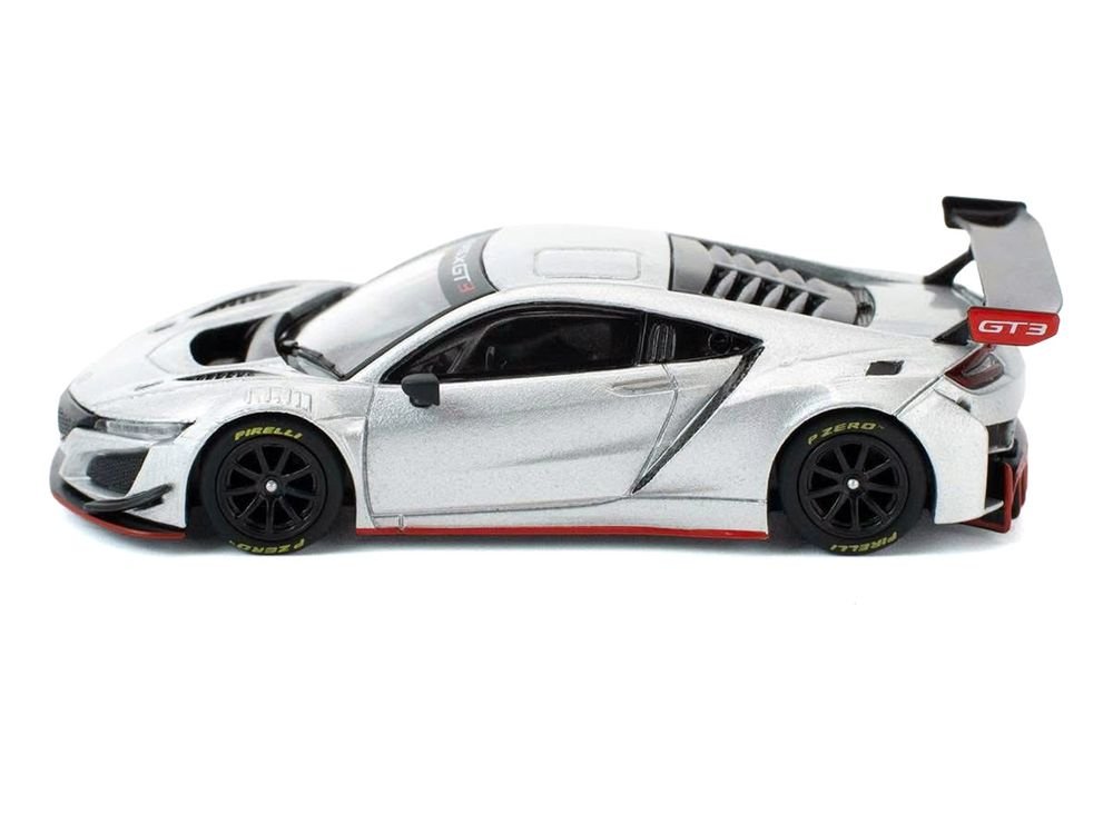 Honda NSX GT3 EVO22 Silver Metallic "Brazilian Event Exclusive" 1/64 Diecast Model Car by Pop Race view 2
