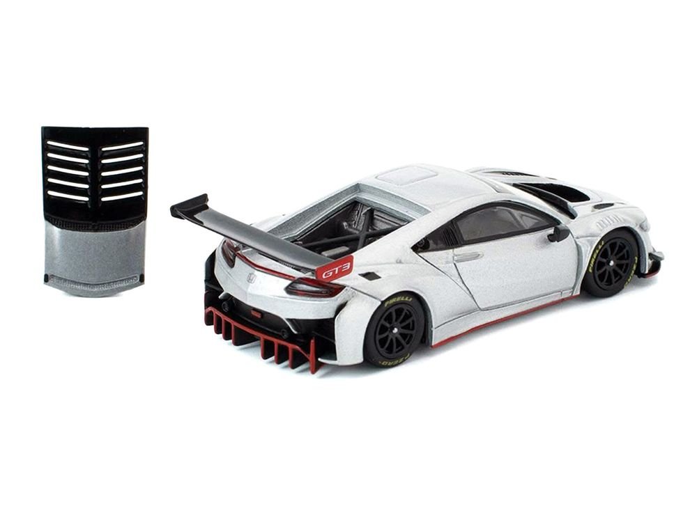 Honda NSX GT3 EVO22 Silver Metallic "Brazilian Event Exclusive" 1/64 Diecast Model Car by Pop Race view 3