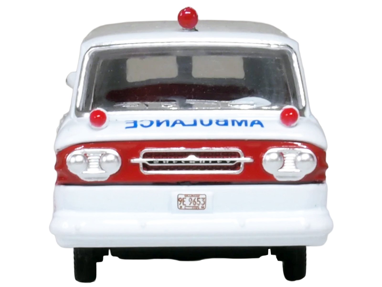 1962 Chevrolet Corvair Greenbrier AmbleWagon Ambulance White with Red Stripes 1/87 (HO) Scale Diecast Model Car by Oxford Diecast view 4
