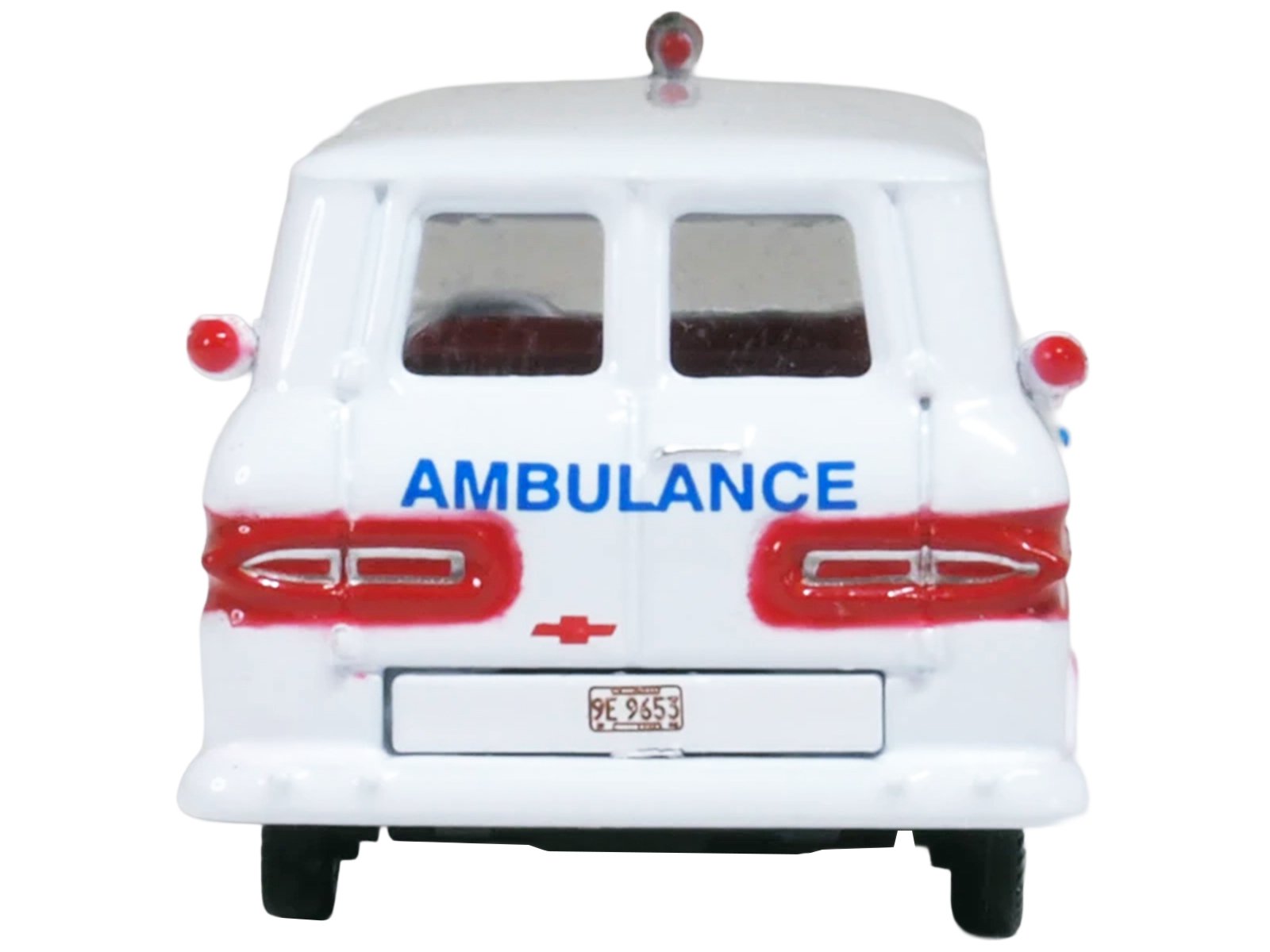 1962 Chevrolet Corvair Greenbrier AmbleWagon Ambulance White with Red Stripes 1/87 (HO) Scale Diecast Model Car by Oxford Diecast view 5