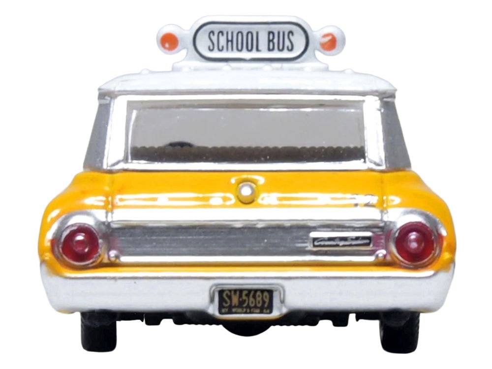 1964 Ford Country Station Wagon "Central School Bus" Yellow with White Top 1/87 (HO) Scale Diecast Model Car by Oxford Diecast view 4