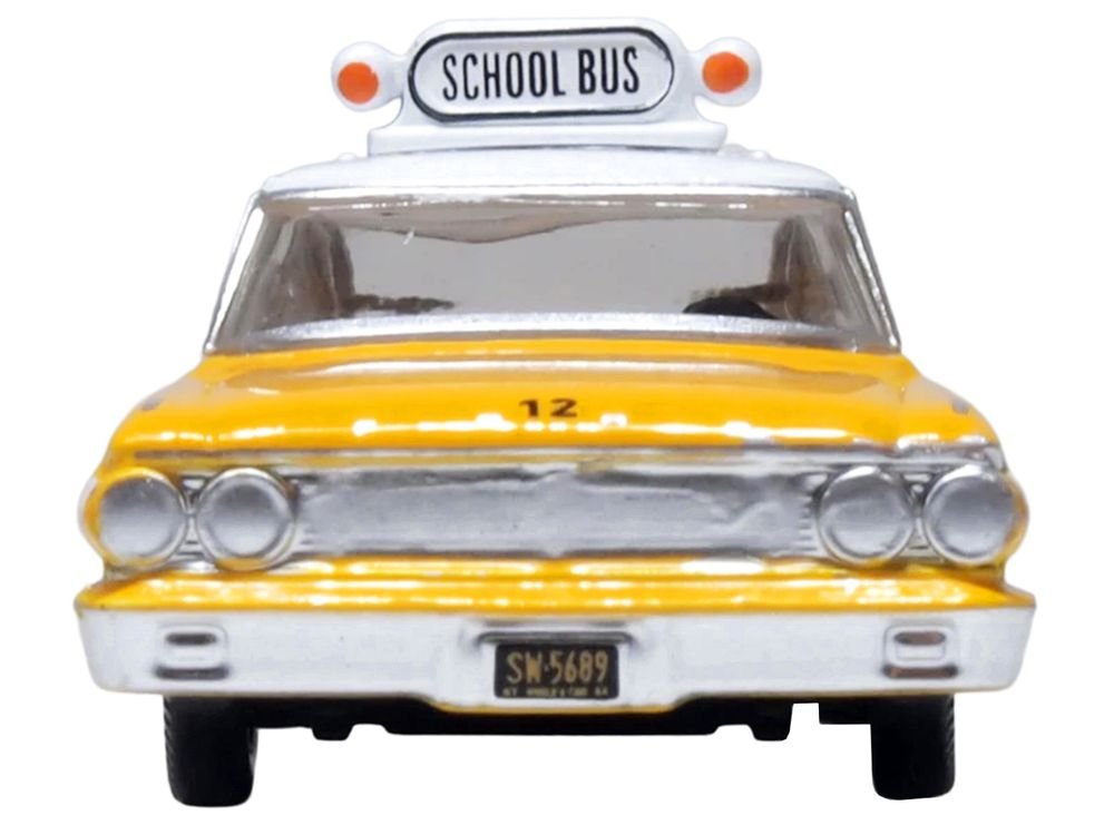 1964 Ford Country Station Wagon "Central School Bus" Yellow with White Top 1/87 (HO) Scale Diecast Model Car by Oxford Diecast view 5