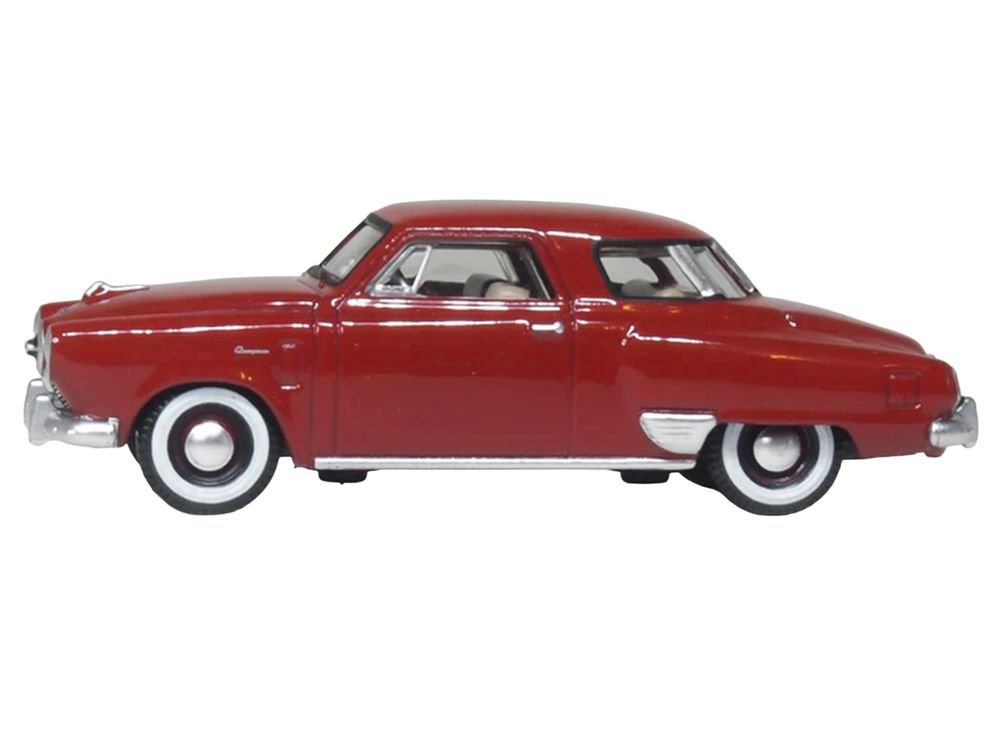 1950 Studebaker Champion Starlight Coupe Commanche Red 1/87 (HO) Scale Diecast Model Car by Oxford Diecast view 2