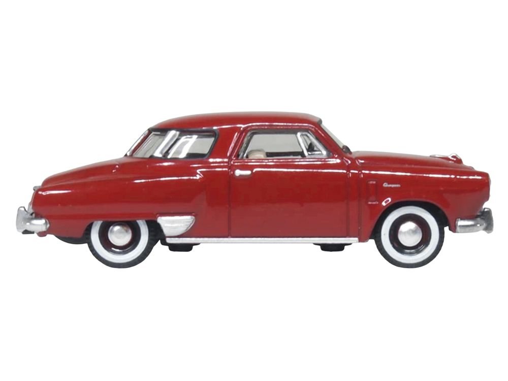 1950 Studebaker Champion Starlight Coupe Commanche Red 1/87 (HO) Scale Diecast Model Car by Oxford Diecast view 3
