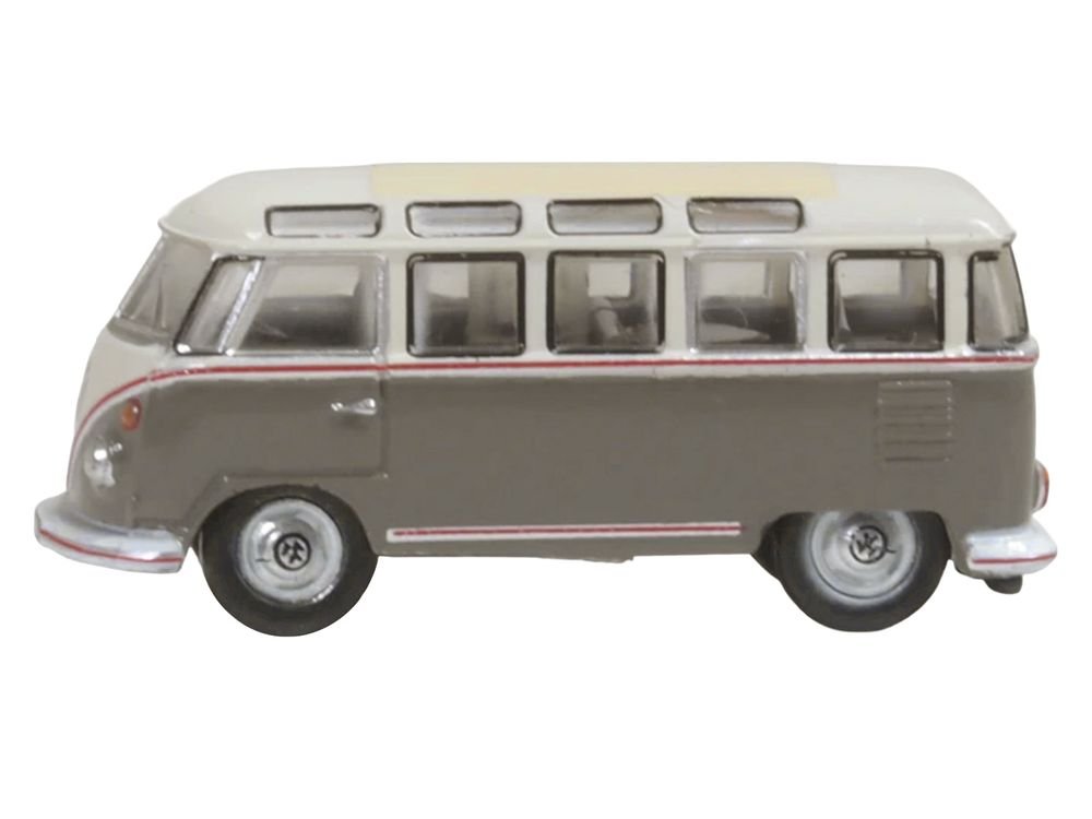 Volkswagen T1 Samba Bus Mouse Grey and Pearl White with Red Stripes 1/148 (N) Scale Diecast Model Car by Oxford Diecast view 2