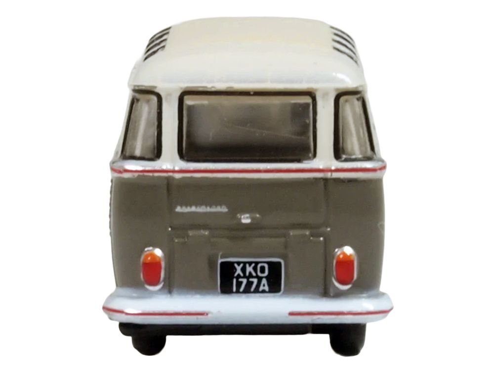 Volkswagen T1 Samba Bus Mouse Grey and Pearl White with Red Stripes 1/148 (N) Scale Diecast Model Car by Oxford Diecast view 5