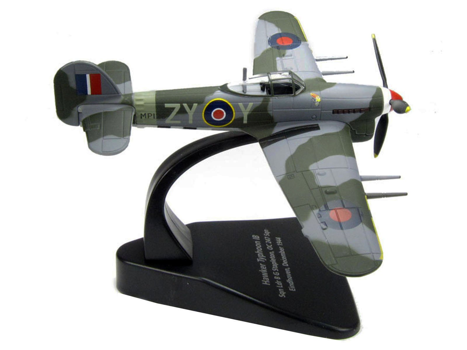 Hawker Typhoon Mk.IB Fighter-Bomber Aircraft "MP126 No.247 Squadron Gerald Stapleton RAF Eindhoven Holland" (1944) Royal Air Force "Oxford Aviation" Series 1/72 Diecast Model Airplane by Oxford Diecast view 3