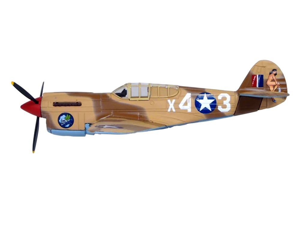 Curtiss Warhawk P-40E Fighter Aircraft "Miss Memphis 85th Fighter Squadron 79th Fighter Group North Africa" (1943) United States Army Air Forces "Oxford Aviation" Series 1/72 Diecast Model Airplane by Oxford Diecast view 2
