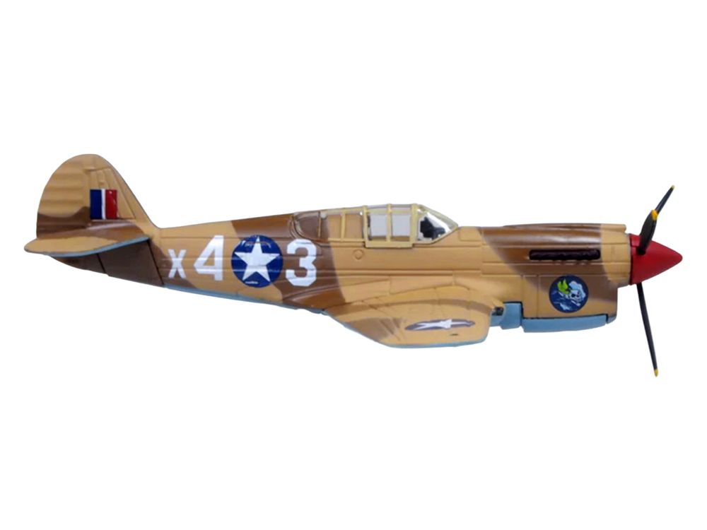 Curtiss Warhawk P-40E Fighter Aircraft "Miss Memphis 85th Fighter Squadron 79th Fighter Group North Africa" (1943) United States Army Air Forces "Oxford Aviation" Series 1/72 Diecast Model Airplane by Oxford Diecast view 3