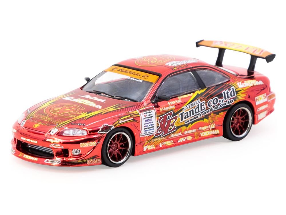 Toyota VERTEX Ridge TE3006 Soarer RHD (Right Hand Drive) Chrome Red with Graphics "Tokyo Auto Salon 2026" "Global64" Series 1/64 Diecast Model Car by Tarmac Works view 2