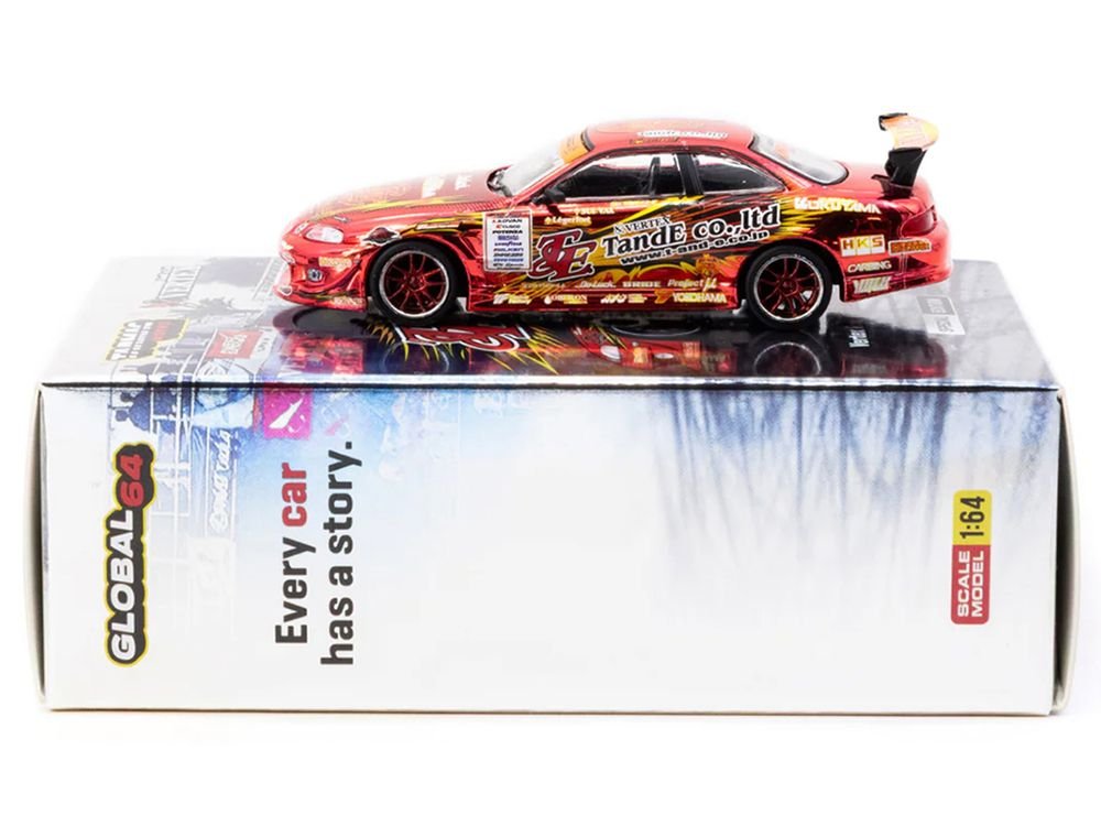 Toyota VERTEX Ridge TE3006 Soarer RHD (Right Hand Drive) Chrome Red with Graphics "Tokyo Auto Salon 2026" "Global64" Series 1/64 Diecast Model Car by Tarmac Works view 4