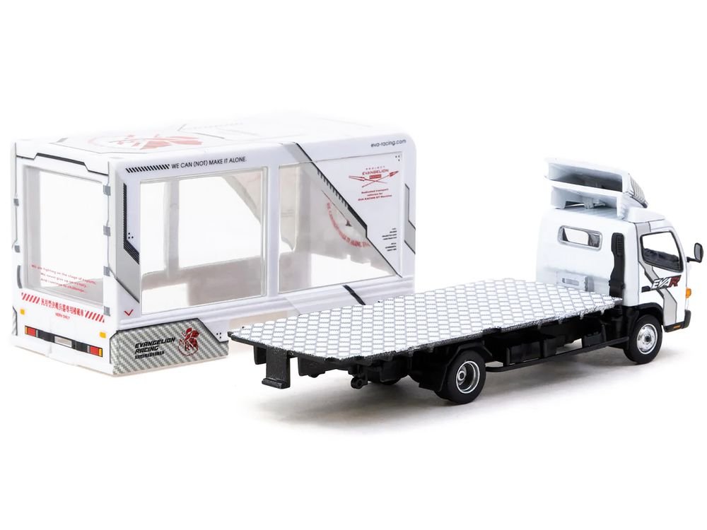 Mitsubishi Fuso Canter Mobile Display Truck RHD (Right Hand Drive) "EVA Racing" White with Graphics "Truck64" Series 1/64 Diecast Model Car by Tarmac Works view 3