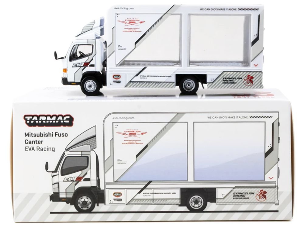 Mitsubishi Fuso Canter Mobile Display Truck RHD (Right Hand Drive) "EVA Racing" White with Graphics "Truck64" Series 1/64 Diecast Model Car by Tarmac Works view 4