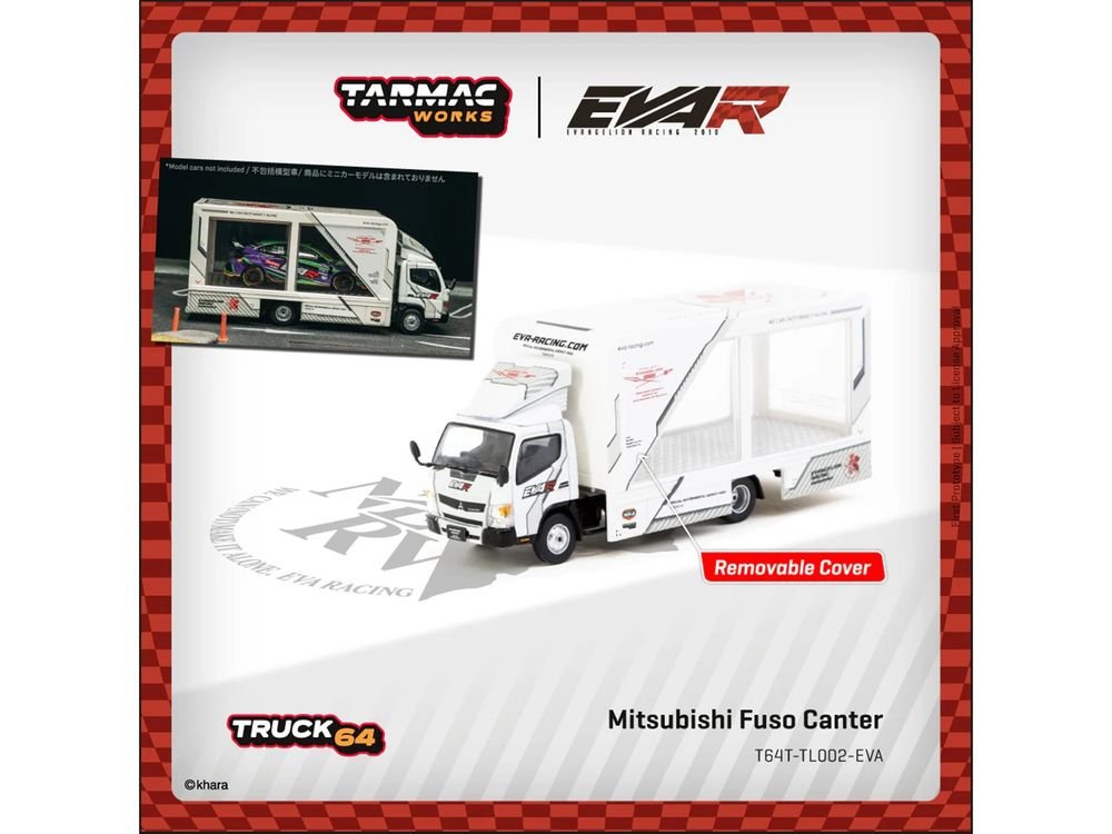 Mitsubishi Fuso Canter Mobile Display Truck RHD (Right Hand Drive) "EVA Racing" White with Graphics "Truck64" Series 1/64 Diecast Model Car by Tarmac Works view 5
