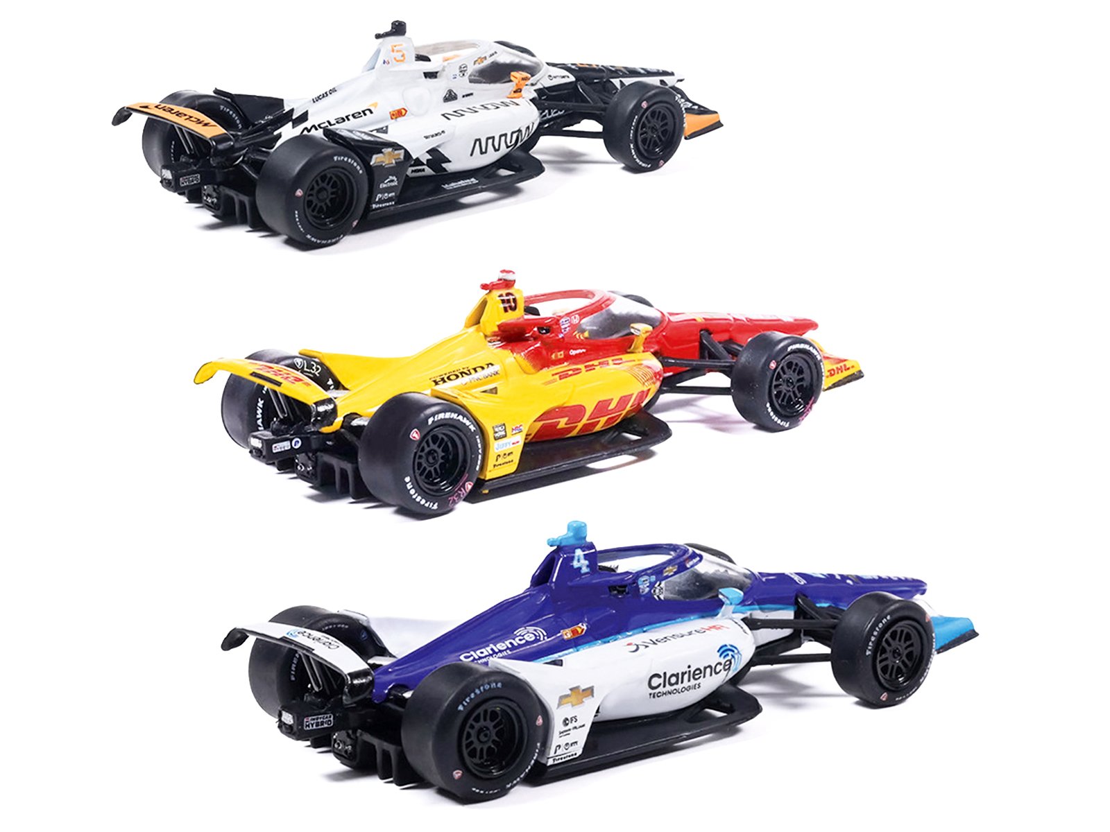 "109th Indianapolis 500" (2025) Podium Set of 3 IndyCars 1/64 Diecast Model Cars by IXO Models view 2