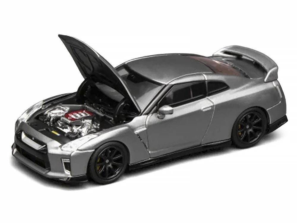 2020 Nissan GT-R (R35) Track Edition Engineered by NISMO RHD (Right Hand Drive) Dark Metal Gray Metallic "Senior 64" Series 1/64 Diecast Model Car by MotorHelix view 2
