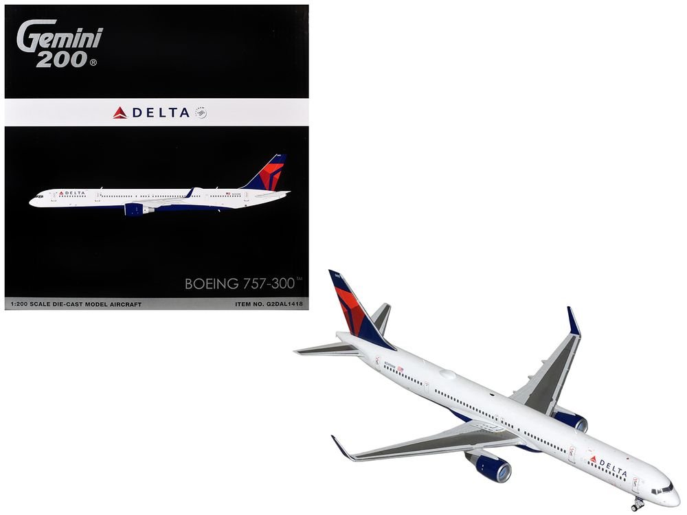 Boeing 757-300 Commercial Aircraft "Delta Air Lines" (N595NW) White with Blue and Red Tail "Gemini 200" Series 1/200 Diecast Model by GeminiJets