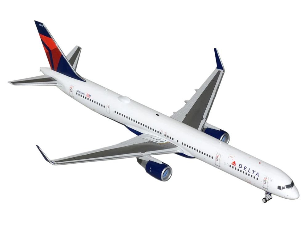 Boeing 757-300 Commercial Aircraft "Delta Air Lines" (N595NW) White with Blue and Red Tail "Gemini 200" Series 1/200 Diecast Model by GeminiJets view 2