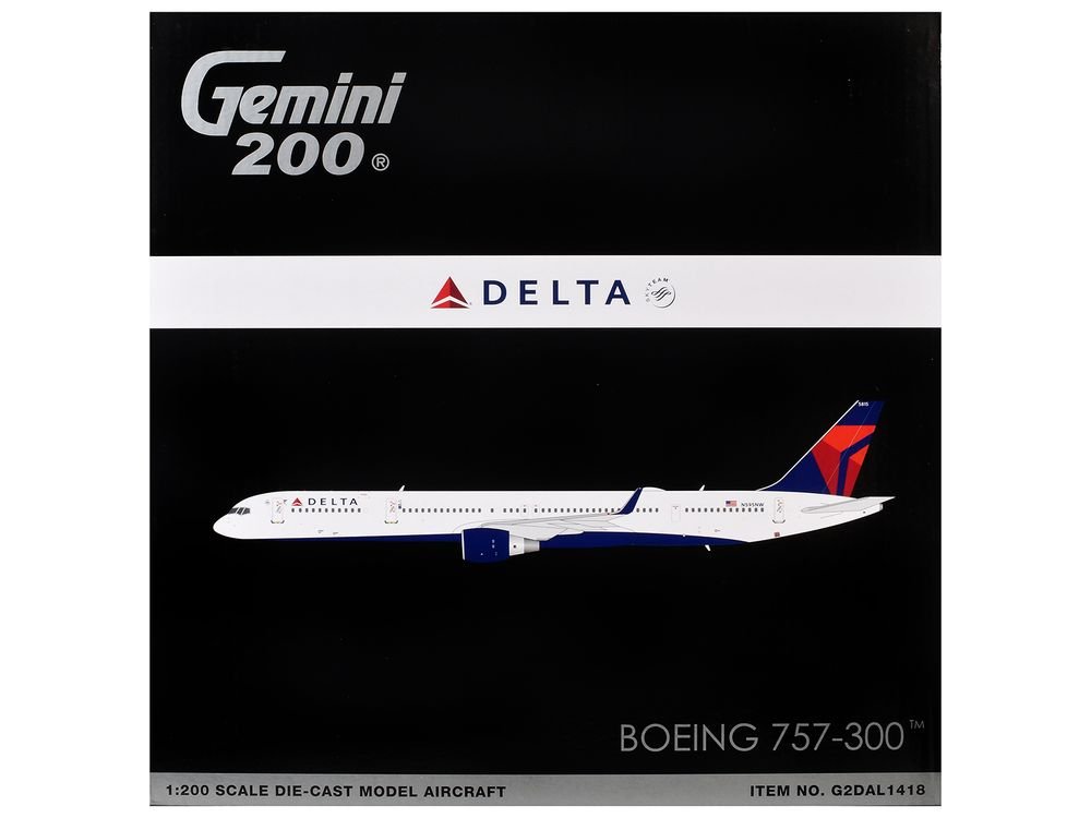Boeing 757-300 Commercial Aircraft "Delta Air Lines" (N595NW) White with Blue and Red Tail "Gemini 200" Series 1/200 Diecast Model by GeminiJets view 3