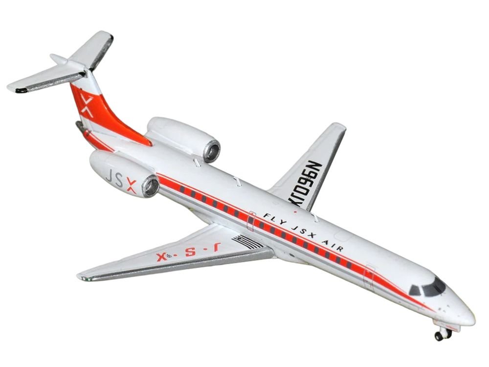 Embraer ERJ-145 Commercial Aircraft "JSX" (N960JX) White with Red Stripes and Tail 1/400 Diecast Model Airplane by GeminiJets view 2