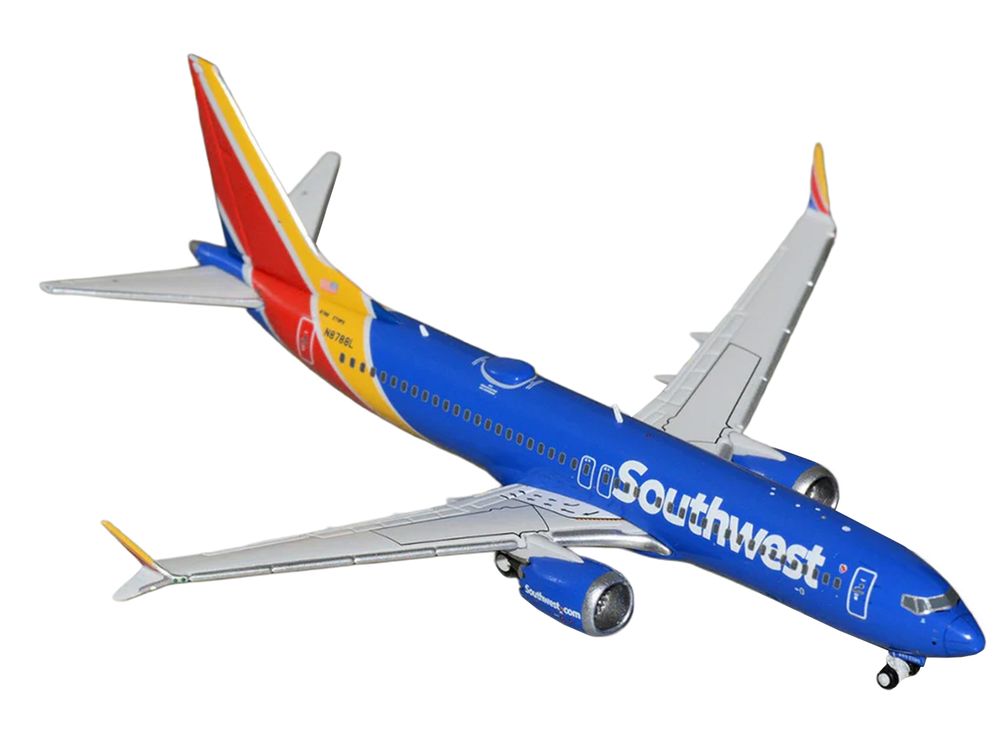 Boeing 737 MAX 8 Commercial Aircraft "Southwest Airlines" (N8788L) Blue with Red and Yellow Stripes 1/400 Diecast Model Airplane by GeminiJets view 2