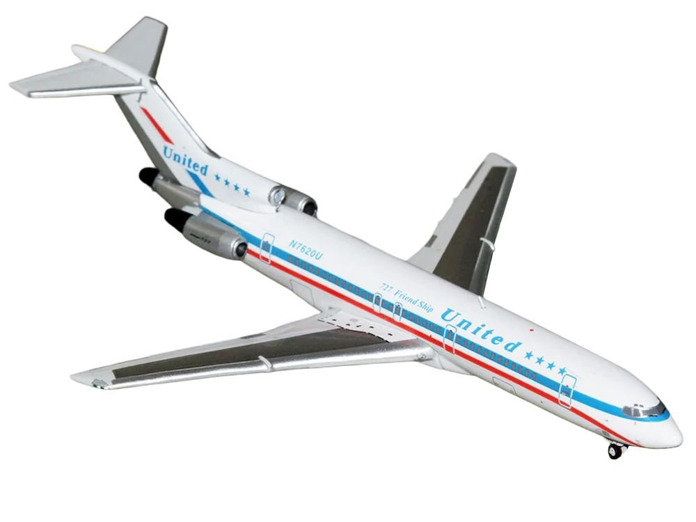 Boeing 727-200 Commercial Aircraft "United Airlines - Stars & Bars/Friend Ship" (N7620U) White with Red and Blue Stripes 1/400 Diecast Model Airplane by GeminiJets view 2