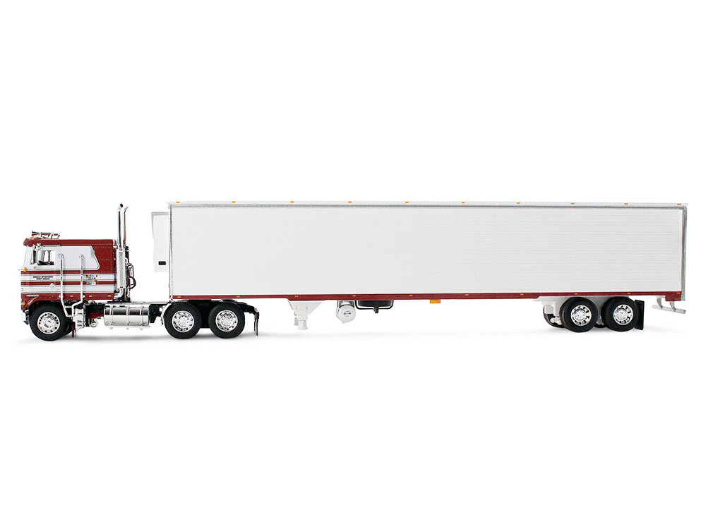 Kenworth K100 COE Flat Top and 53' Utility Trailer with Reefer "Red's Favorites - Jim Skrinar" Red with White Stripes 1/64 Diecast Model by DCP/First Gear view 2