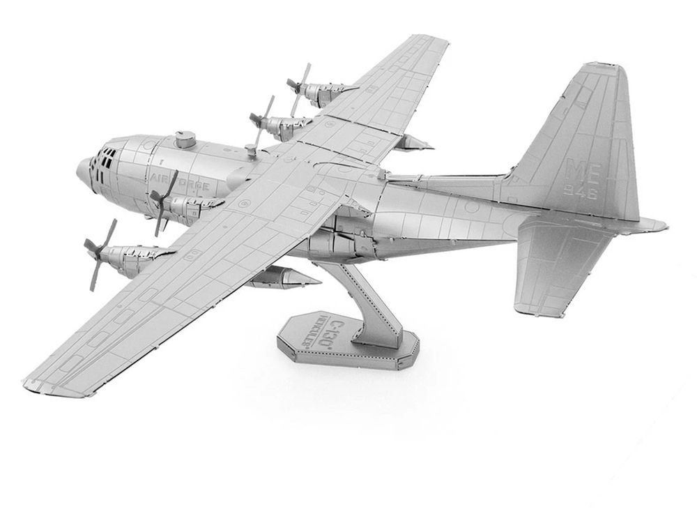 Model Kit Lockheed C-130 Hercules Transport Aircraft "United States Air Force" (Moderate Difficulty) Steel Model by Metal Earth view 3