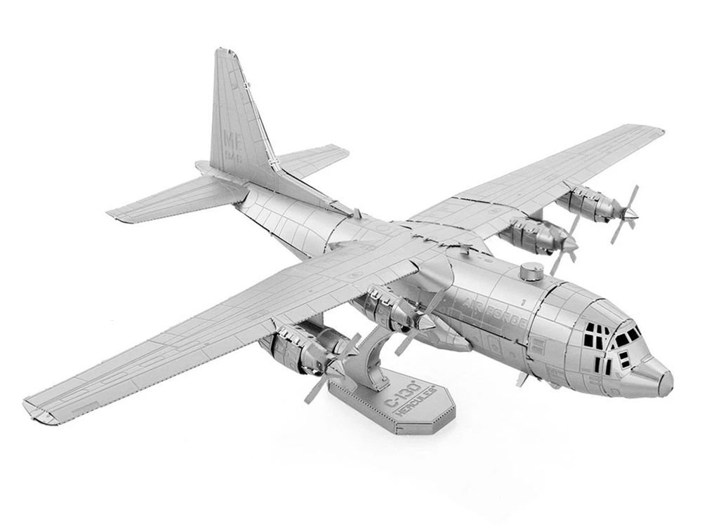 Model Kit Lockheed C-130 Hercules Transport Aircraft "United States Air Force" (Moderate Difficulty) Steel Model by Metal Earth view 4