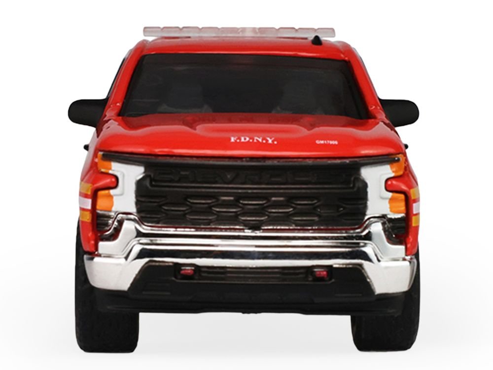2023 Chevrolet Silverado Pickup Truck with Camper Shell "FDNY (New York City Fire Department)" Red with Stripes "Fire & Rescue" Series #5 1/64 Diecast Model Car by Greenlight view 5