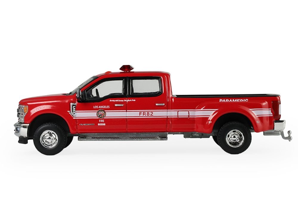 2018 Ford F-350 Pickup Truck "Los Angeles Fire Department" Red with White Stripes "Fire & Rescue" Series #5 1/64 Diecast Model Car by Greenlight view 2