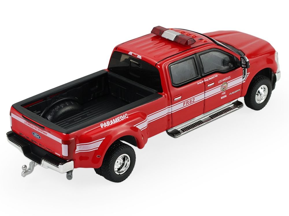 2018 Ford F-350 Pickup Truck "Los Angeles Fire Department" Red with White Stripes "Fire & Rescue" Series #5 1/64 Diecast Model Car by Greenlight view 3