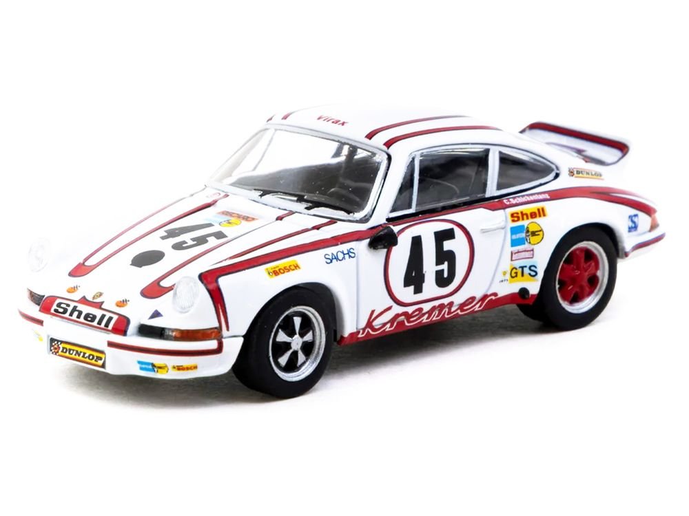Porsche 911 Carrera RSR 2.8 #45 Erwin Kremer - Paul Keller - Clemens Schickentanz "Kremer Racing Team" GTS 3.0 Class Winner "24 Hours of Le Mans" (1973) "Collab64" Series 1/64 Diecast Model Car by Schuco & Tarmac Works view 2