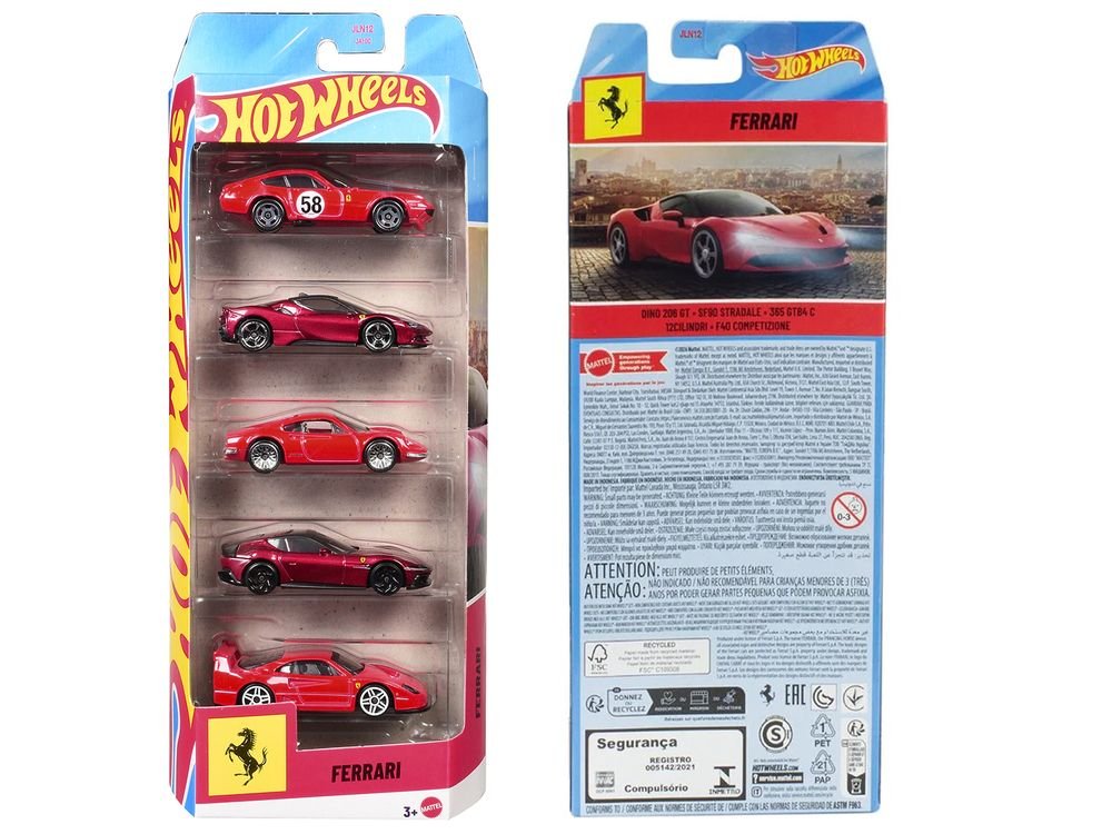Ferrari 5 piece Set Diecast Model Cars by Hot Wheels view 3