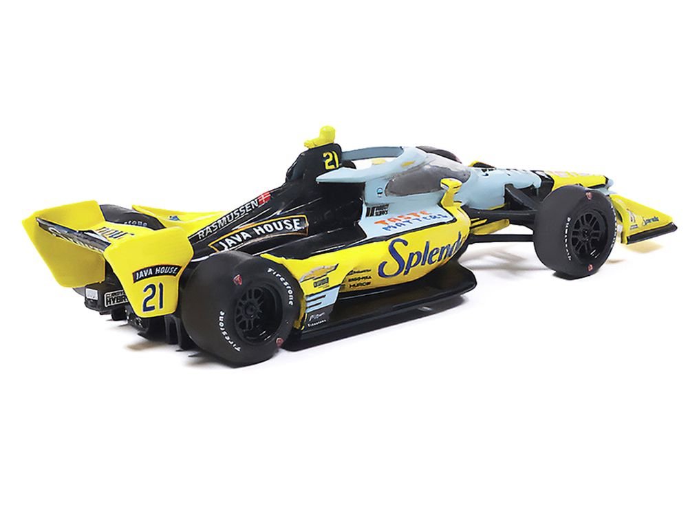 Dallara IndyCar #21 Christian Rasmussen "Splenda" Ed Carpenter Racing (Road Course Configuration) "NTT IndyCar Series" (2026) 1/64 Diecast Model by IXO Models view 3