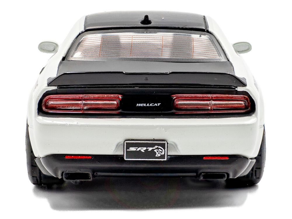 2020 Dodge Challenger SRT Hellcat Redeye Widebody White Knuckle with Matt Black Hood and Top 1/43 Diecast Model Car by Solido view 5