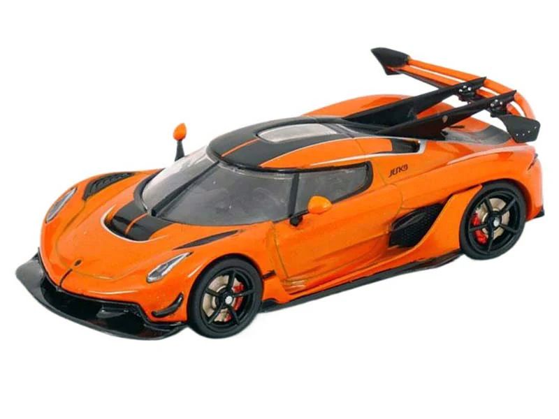 Koenigsegg Jesko Attack Tang Orange Metallic with Black Stripes 1/43 Diecast Model Car by Solido view 2